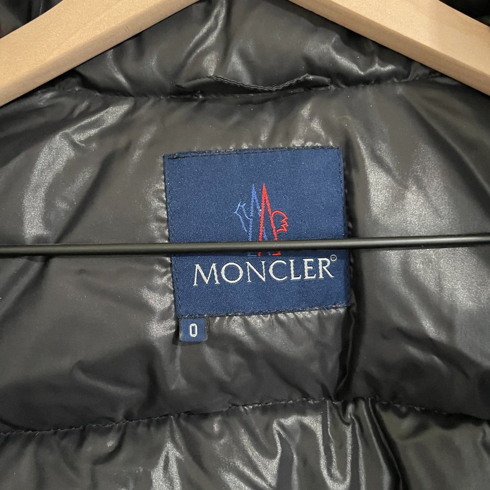 MONCLER Shiny Black Down Puffer Bomber Jacket Classic Winter Coat 0 / XS - Picture 11 of 14